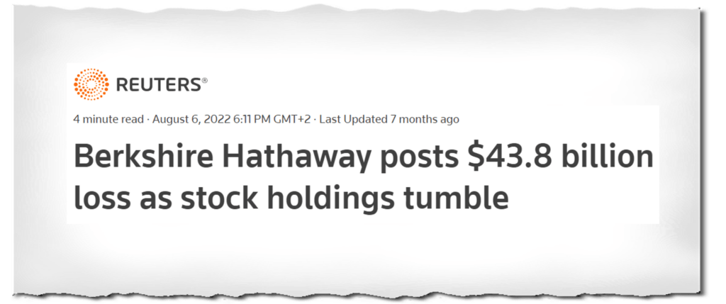 Berkshire Hathaway Quartalsverlust Headline Reuters